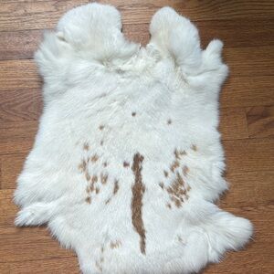 0782 rabbit pelt White with Brown Spots – Soft Tanned Hide – Craft / Decor